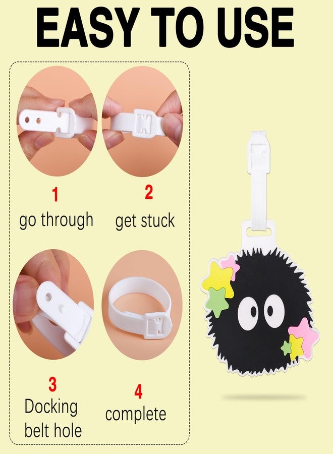 Pounchi Cute Soot Sprite Luggage Tags (4 Pack) Anime Merch for Luggage Travel Bags Suitcases Identifiers Name Luggage ID Tags for Teens Kids - Image 4